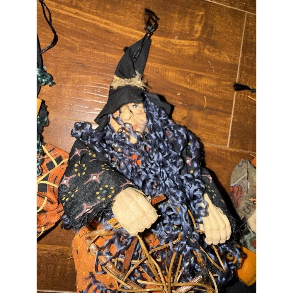 Vintage Halloween Decor Resin Witch Hanging Decoration Lot Of 4